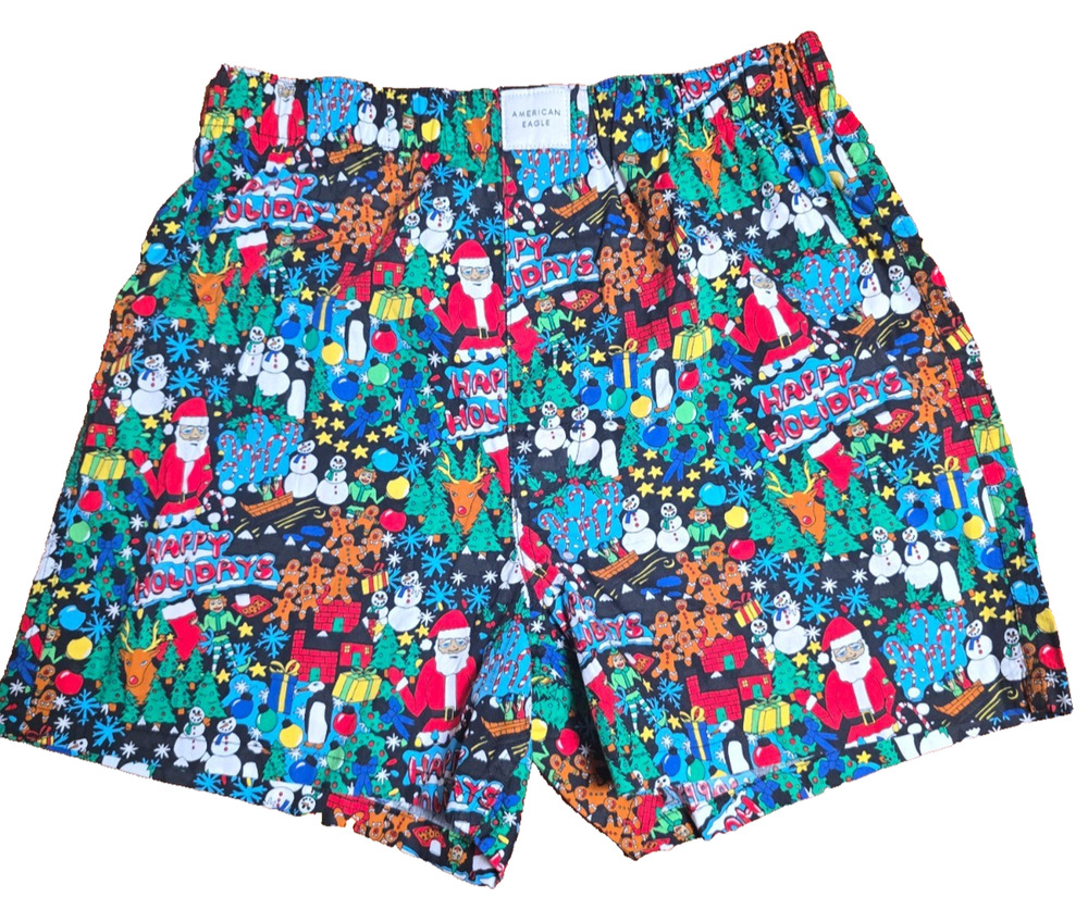 American Eagle Mens Small Christmas Holiday Print Classic Boxer Shorts NWOT